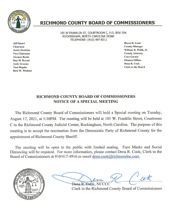 Special Meeting 8 17 2021